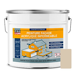 PRO COM Peinture façade PROCOM crépi, façade à relief, imperméabilisation et protection des façades - Durable jusqu'à 10 ans-10 litres-Beige (RAL 080 80 10)