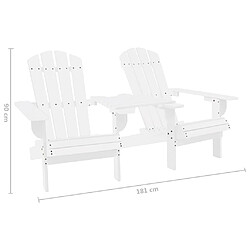 vidaXL Chaises de jardin Adirondack avec table bois de sapin blanc pas cher