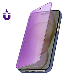 Avizar Étui Clear View pour iPhone 15 Pro Clapet Miroir Fonction Support Violet Lavande pas cher