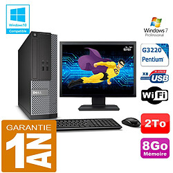 PC DELL 3020 SFF Intel G3220 Ram 8Go Disque 2 To Wifi W7 Ecran 22" - Occasion