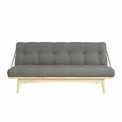 Inside 75 Banquette futon FOLK en pin massif coloris gris couchage 130 x 190 cm.