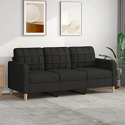 Maison Chic Canapé à 3 places,Canapé droit,Sofa de Salon,Banquette Noir 180 cm Tissu -GKD498765