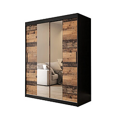 Abiks Meble Armoire Old St T1 à portes coulissantes 200/150/62 2 portes (noir/marron)