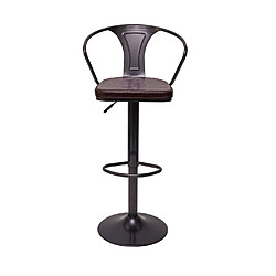 Avis Mendler 2x Tabouret de bar HWC-H10b,réglable en hauteur,avec accoudoirs,pivotant,style industriel~vintage noir-marron