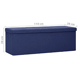 vidaXL Banc de rangement pliable Bleu Faux lin pas cher