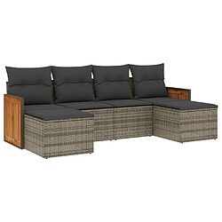 Maison Chic Salon de jardin 6 pcs avec coussins | Ensemble de Table et chaises | Mobilier d'Extérieur gris résine tressée -GKD10225