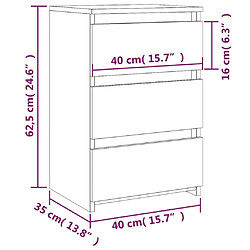 vidaXL Tables de chevet 2pcs Chêne marron 40x35x62,5cm Bois ingénierie pas cher