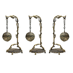 3x alliage dragon bambou suspendu brûleur d'encens chinois bureau chambre bronze