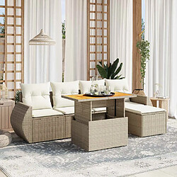 vidaXL Salon de jardin avec coussins 6 pcs beige résine tressée