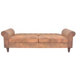 Maison Chic Canapé à 2 places,Sofa de Salon,Canapé droit convertible accoudoir daim synthétique marron -GKD270656 pas cher