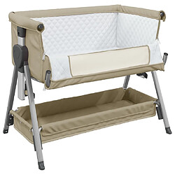 Avis vidaXL Lit pour bébé avec matelas Taupe Tissu de lin