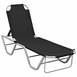 Maison Chic Chaise longue - Transat - Bain de Soleil aluminium et textilène noir