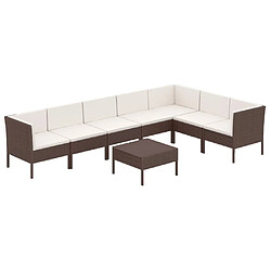 Maison Chic Salon de jardin 8 pcs + coussins - Mobilier/Meubles de jardin - Table et chaises d'extérieur Résine tressée Marron -MN85294