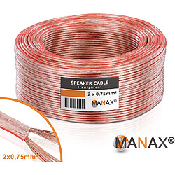 Manax Câble Silencieux 2 x 0,75 mm2 CCA 2 x 0,75 mm2. 25m 0,75mm² - 1 Ring Transparent