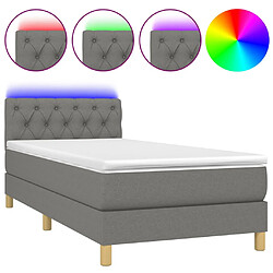 vidaXL Sommier à lattes de lit avec matelas et LED Gris foncé 80x200cm