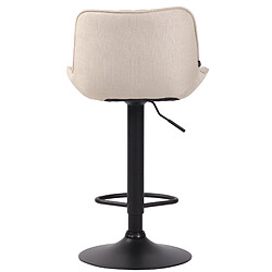 Decoshop26 Tabouret de bar en tissu crème pied métal noir réglable en hauteur et pivotant pied trompette 10_0000684 pas cher