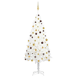 vidaXL Arbre de Noël artificiel pré-éclairé et boules blanc 240 cm