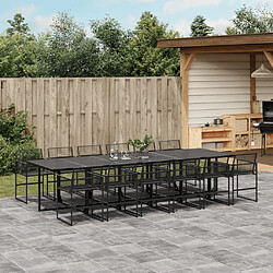 vidaXL Ensemble à manger de jardin 13 pcs noir résine tressée