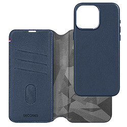 Étui Cuir pour iPhone 15 Pro Coque détachable Portefeuille Decoded Bleu marine