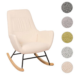 Mendler Fauteuil à bascule HWC-N13, Fauteuil relax à bascule Fauteuil TV, bois massif métal tissu/textile 320g/m² ~ crème