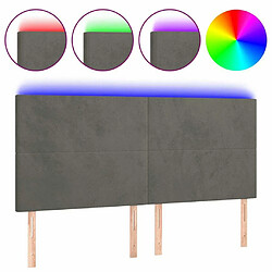 Maison Chic Tête de lit scandinave à LED,meuble de chambre Gris foncé 160x5x118/128 cm Velours -MN66416