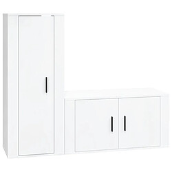 vidaXL Ensemble de meubles TV 2 pcs blanc brillant bois d'ingénierie