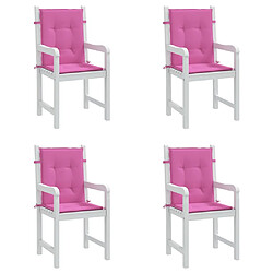 Avis vidaXL Coussins de chaise à dossier bas lot de 4 rose tissu