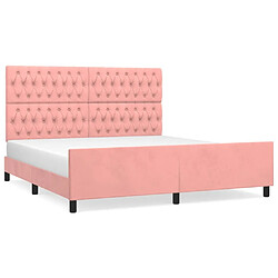 Maison Chic Lit adulte - Cadre Structure de lit avec tête de lit Contemporain Rose 180x200 cm Velours -MN35056