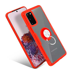 Avizar Coque Galaxy S20 Rigide Bague Support Métallique Transparent / Rouge