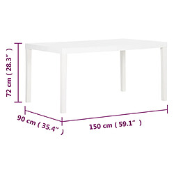 vidaXL Table de jardin 150x90x72 cm PP Blanc pas cher