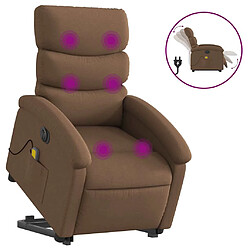 vidaXL Fauteuil inclinable de massage électrique Marron Tissu