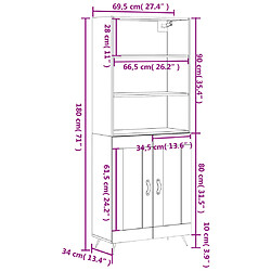 vidaXL Buffet haut Gris béton 69,5x34x180 cm Bois d'ingénierie pas cher