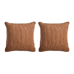 Vente-Unique Lot de 2 coussins en velours côtelé - 50 x 50 cm - 360g/m2 - Marron - JOVINA