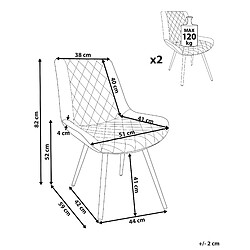 Avis Beliani Chaise de salle à manger MARIBEL Set de 2 Velours Gris