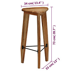 vidaXL Tabourets de bar lot de 2 bois d'acacia massif pas cher