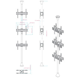 Acheter Kimex Support sol-plafond pour 6 écrans TV back to back 32'' - 75''