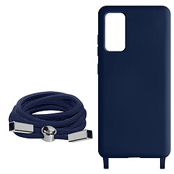 Avizar Coque Cordon Samsung Galaxy S20 FE Semi-rigide Lanière Tour du Cou 80cm Bleu