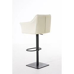 Acheter Decoshop26 Tabouret de bar chaise haute de comptoir couture carrées assise en PVC crème cadre en métal blanc 10_0004675