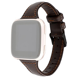 Wewoo Bracelet pour montre connectée Fitbit Versa razy Cheval Texture En Cuir Véritable Café