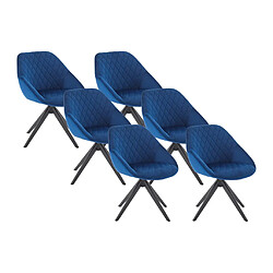 Vente-Unique Lot de 6 chaises pivotantes en velours et métal noir - Bleu foncé - PRICILE 