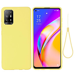 Coque en silicone Liquide de couleur unie avec sangle souple jaune pour votre Oppo F19 Pro+ 5G