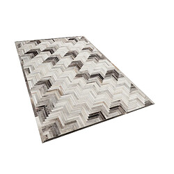 Beliani Tapis en cuir gris/beige 140 x 200 cm ARSUZ