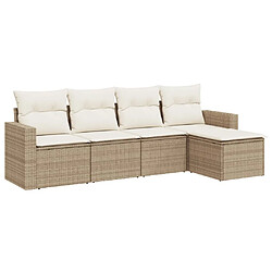 Maison Chic Salon de jardin avec coussins 5 pcs | Ensemble de Table et chaises | Mobilier d'Extérieur beige résine tressée -GKD31842