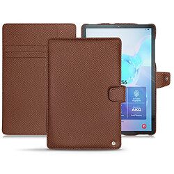 Housse cuir Samsung Galaxy Tab S6 - Rabat portefeuille - Marron délicat ( Pantone #95614d) - NOREVE