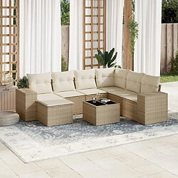 vidaXL Salon de jardin avec coussins 8 pcs beige résine tressée