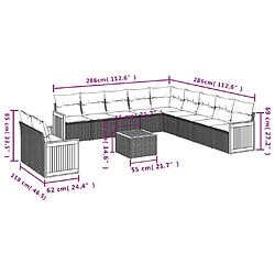 Avis Maison Chic Salon de jardin 12 pcs avec coussins | Ensemble de Table et chaises | Mobilier d'Extérieur noir résine tressée -GKD76843