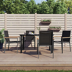 vidaXL Chaises de jardin lot de 4 noir 55x61,5x90cm textilène et acier