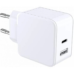 Double Chargeur maison USB A+C 32W (12+20W) Power Delivery Blanc Bigben