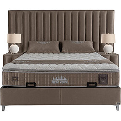 Avis Vivenla Ensemble de lit coffre 180x200 en velours taupe avec un matelas à ressorts ensachés 7 zones de confort de la collection NEW YORK