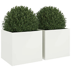 Avis vidaXL Jardinières 2 pcs blanc 49x47x46 cm acier